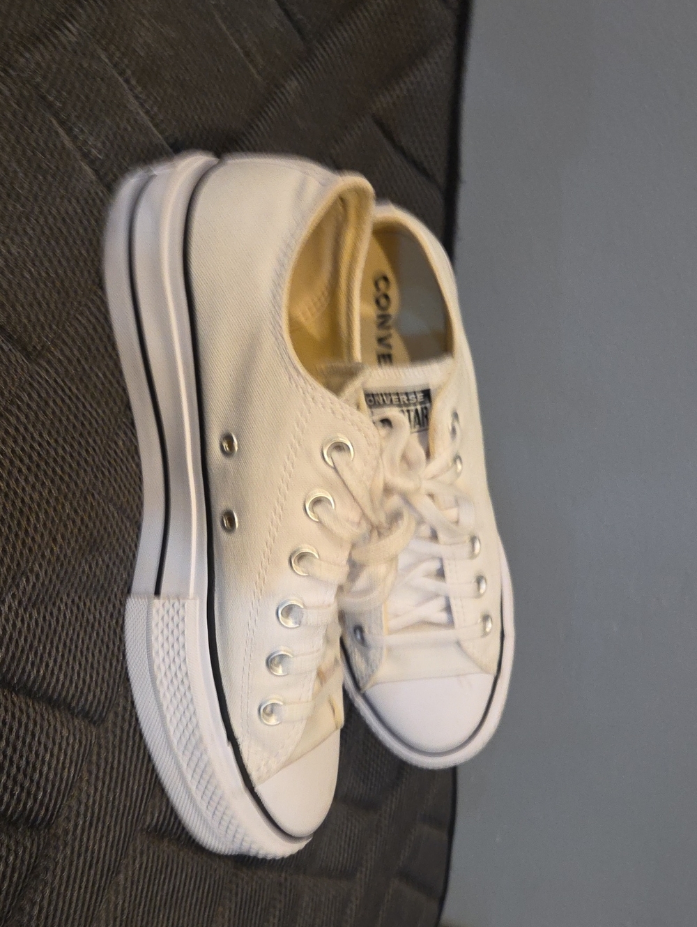 Converse Low Top Sneakers - White with Black Stripe